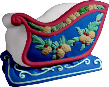 Pine Cone Sled Plaster Statue