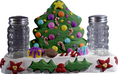 Christmas Tree Plaster Salt and Pepper holder