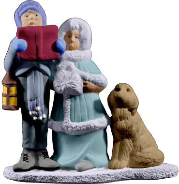 Carolers with Dog Plaster Statue
