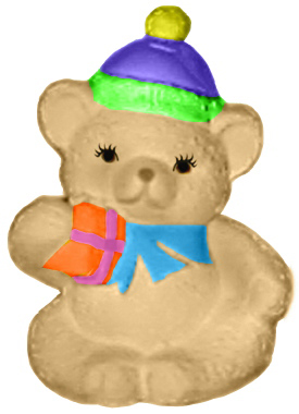 Bear with Presents Plaster Statue
