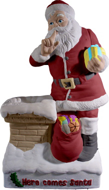 Here Comes Santa Plaster Statue