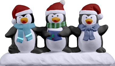 Snow Penguins Plaster Statue