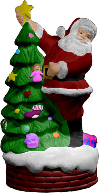 Santa with Christmas Tree Plaster Statue