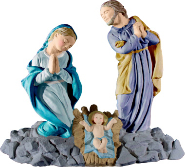 Nativity on Rocks Plaster Statue