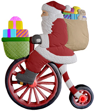 Santa on Bike Plaster Plaque