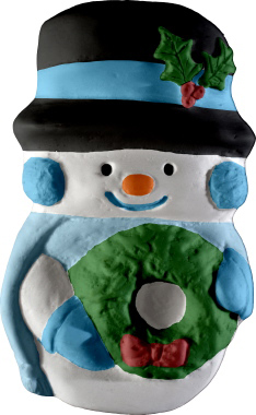 Snowman with Wreath Plaster Plaque
