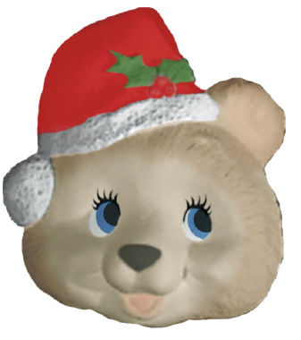Teddy Face with holly Hat Plaster Plaque