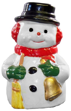 Snowman with Bell Plaster Statue