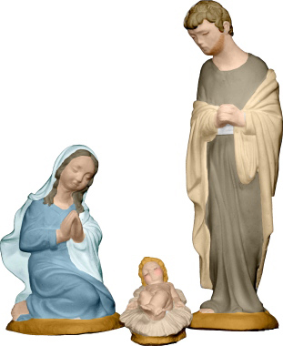 Nativity Plaster Statue Set Small 3 Piece