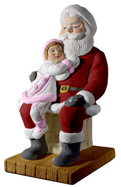 Child on Santas Lap Plaster Statue