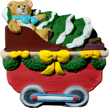 Village Train Bear and Cargo Plaster Statue