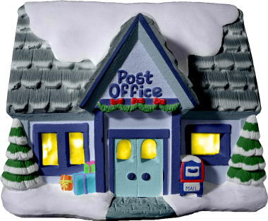 Village Post Office Plaster Lightup Building