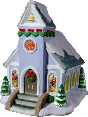 Village Church with Plaster Lightup Building