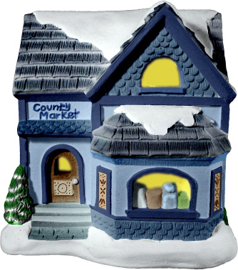 Village Country Market Plaster Lightup Building