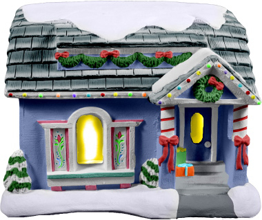 Village House with Porch Plaster Lightup Building
