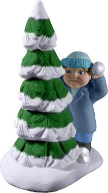 Tiny Tree with Child Plaster Statue