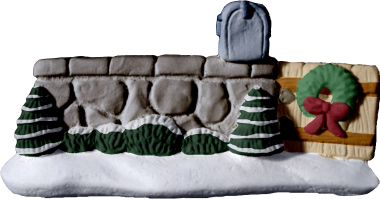 Village Wall with Mailbox Plaster Statue