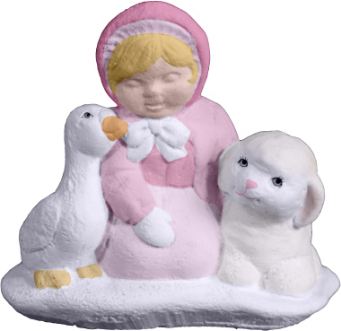 Village Girl with Duck and Lamb Plaster Statue