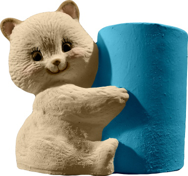 Bear with Cup Plaster Pencil Holder