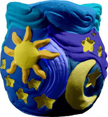 Moon and Stars Plaster Pencil Holder