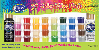 Americana Paint Pots 34 Color Value Pack Set DecoArt