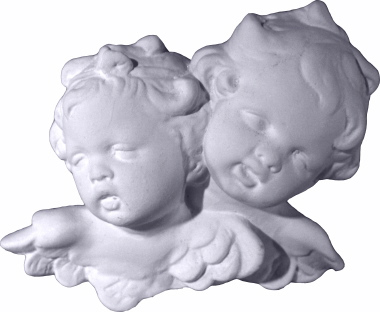 Twin Cherub Faces Plaster Plaque