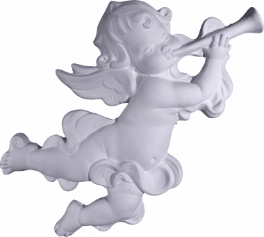 Cherub with Trumpet Plaster Plaque