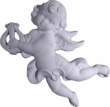 Cherub with Harp Plaster Plaque
