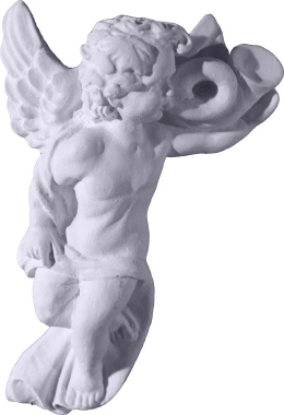 Cherub with Seashell Horns a Plaster Plaque