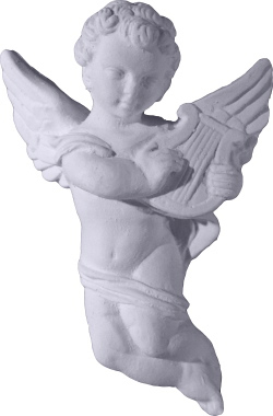 Musical Cherub with Harp Plaster Plaque a