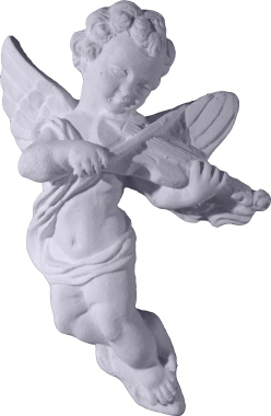 Musical Cherub with Violin Plaster Plaque c