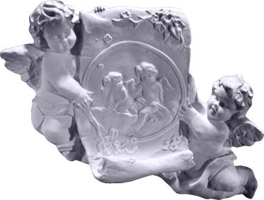 Cherubs with Scroll Plaster Plaque