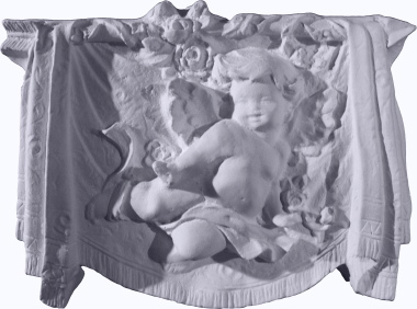 Cherub in Window Plaster Plaque