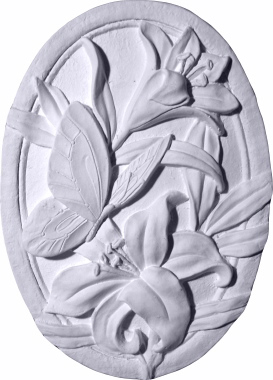 Oval Lilies and Butterfly Plaster Plaque