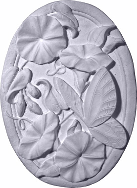 Oval Petunias and Butterfly Plaster Plaque