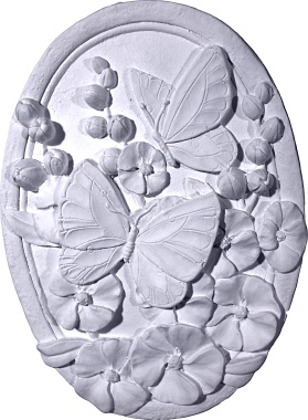 Oval Pansies and Butterfly Plaster Plaque