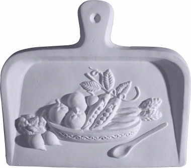 Dust Pan with Veggies A Plaster Plaque