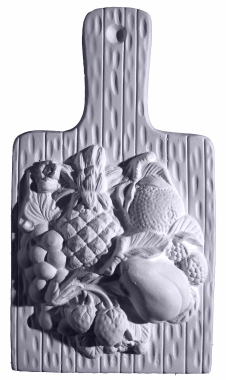 Wood Cutting Board with Pear Plaster Plaque