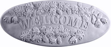 Oval Welcome Flowers Plaster Plaque