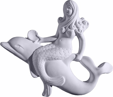 Mermaid on Dolphin Plaster Plaque Right