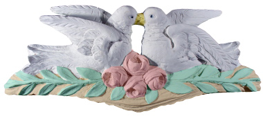 Doves Kissing Plaster Plaque