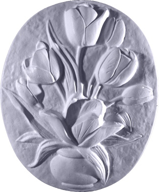 Oval Tulips Plaster Plaque