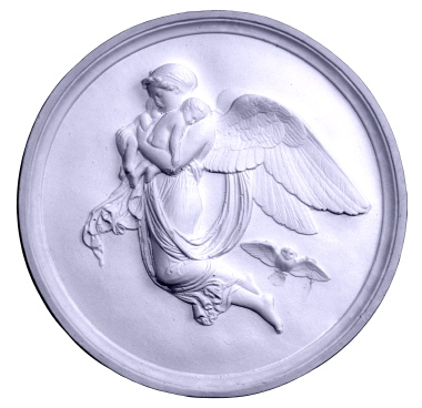 Round Guardian Angel Right Plaster Plaque