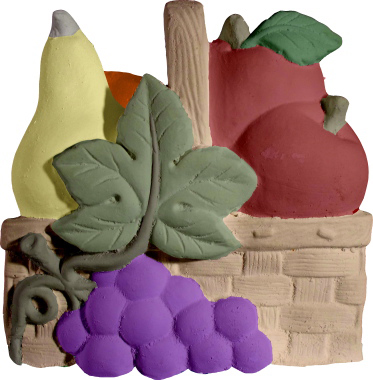 Grapes Apples and Pears Basket Plaster Plaque