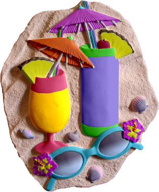 Beach Cocktails with Cherry Plaster Plaque