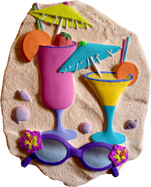Beach Cocktails with Strawberry Plaster Plaque