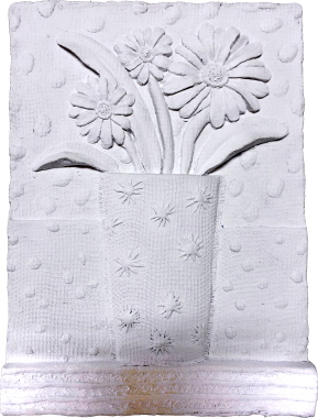 Lilies and Daisies in Striped Vase Plaque