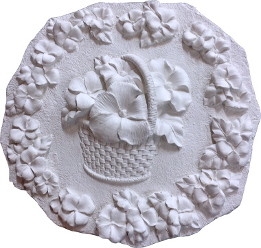 Pansy Flowers in Basket Round Plaque