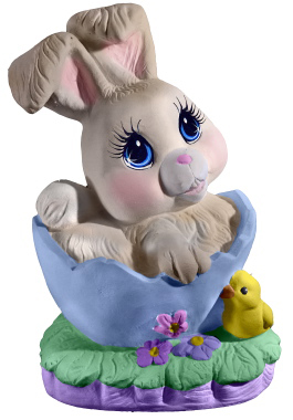 Bunny in Egg Plaster Statue