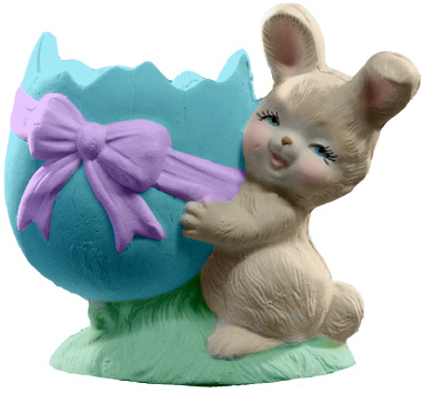 Bunny with Cracked Egg Candy Dish Plaster Vase